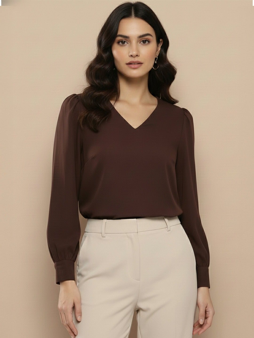 VORA LABEL Women Solid Regular Fit Top - Sky Blue