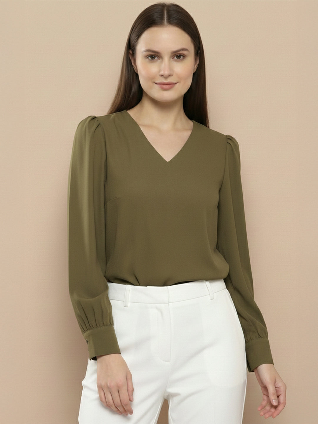 VORA LABEL Women Solid Regular Fit Top - Sky Blue