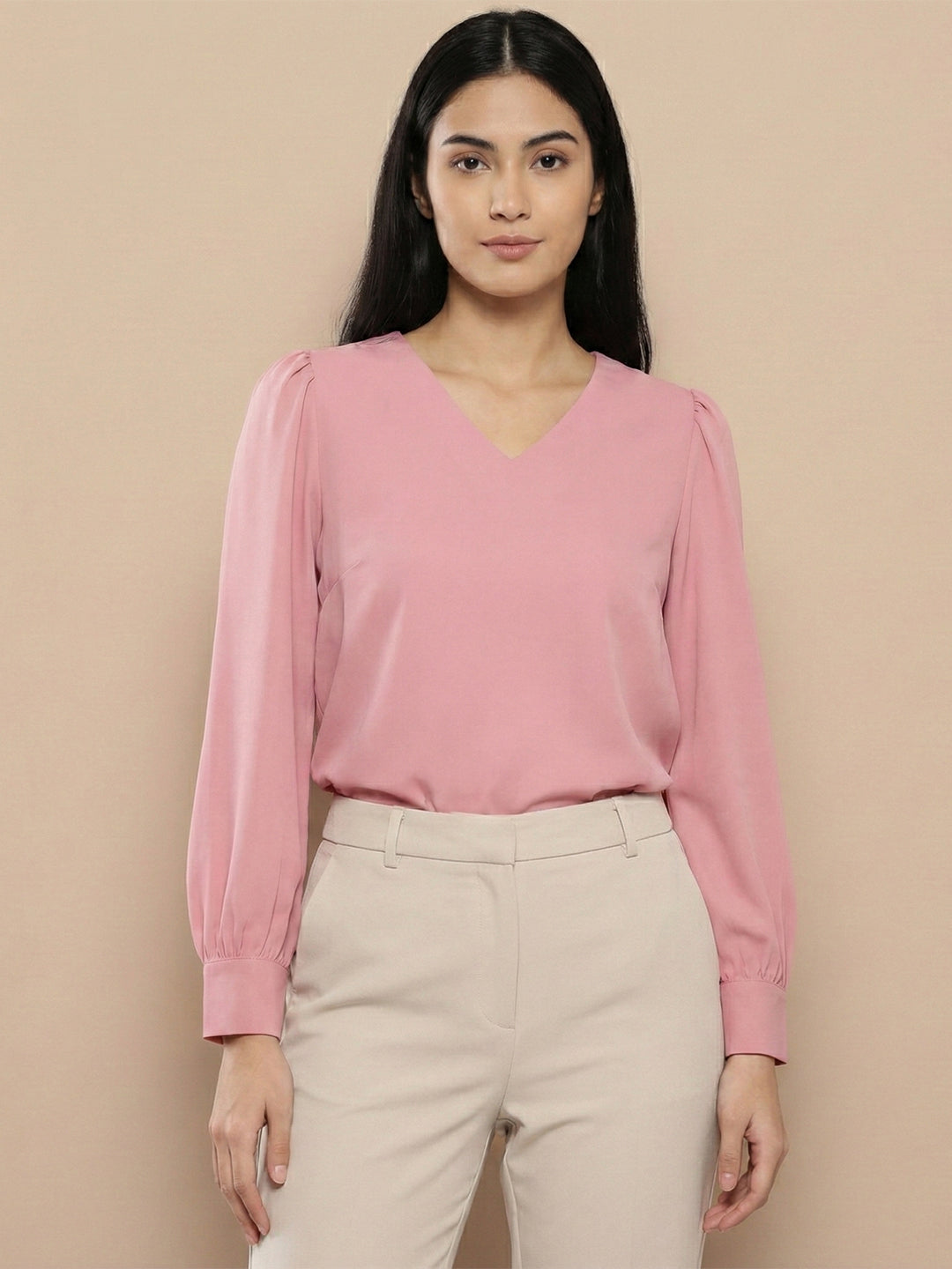 VORA LABEL Women Solid Regular Fit Top - Sky Blue