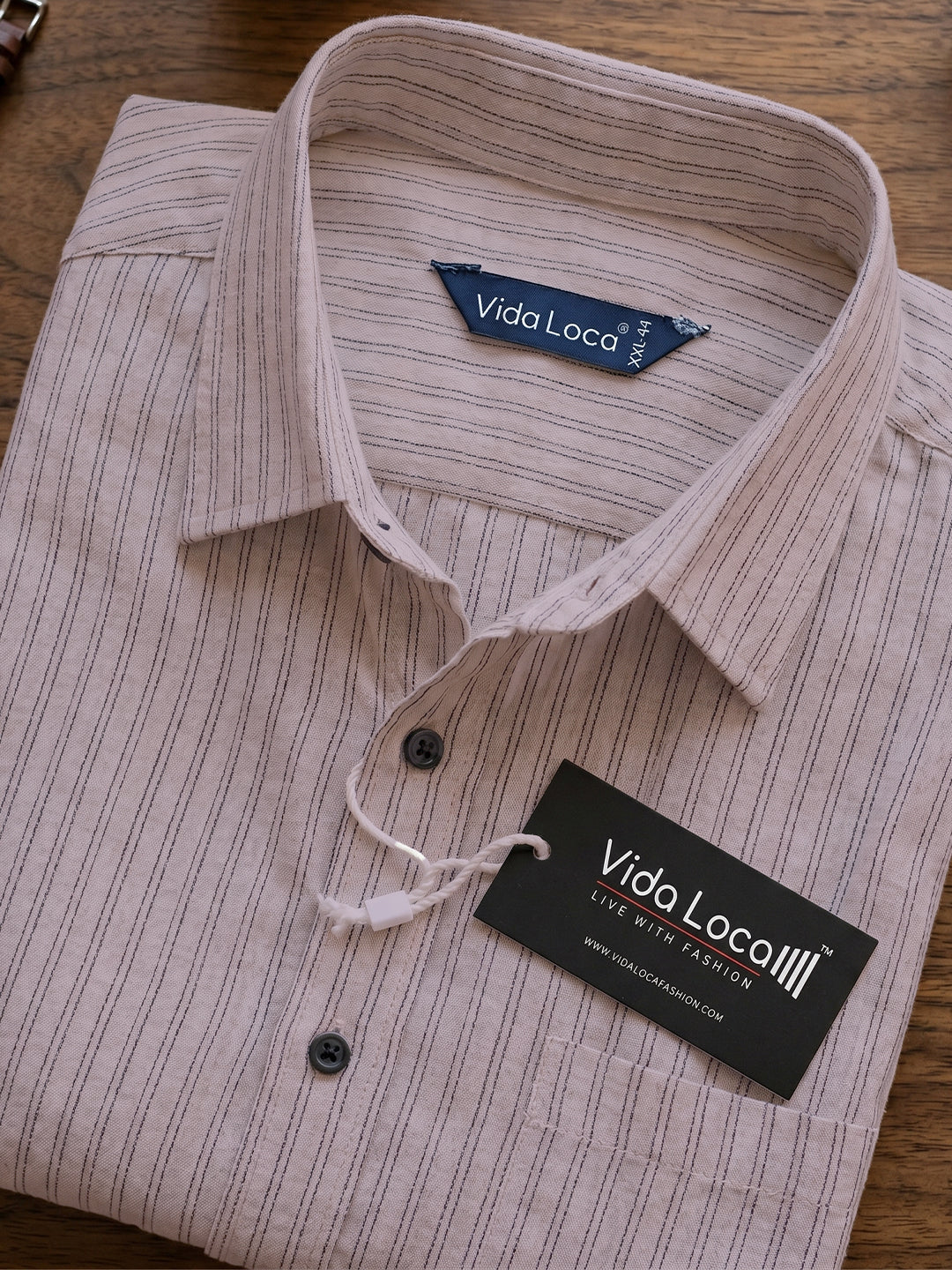 VORA LABEL Men Cotton Striped Regular Fit Casual Shirt - Gray Light