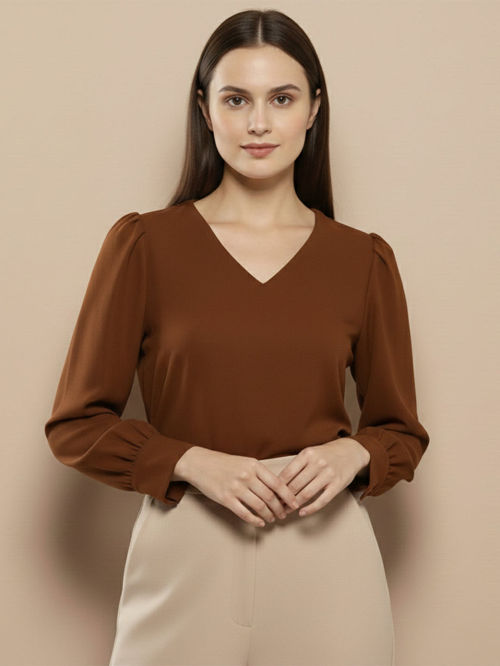 VORA LABEL Women Solid Regular Fit Top - Sky Blue