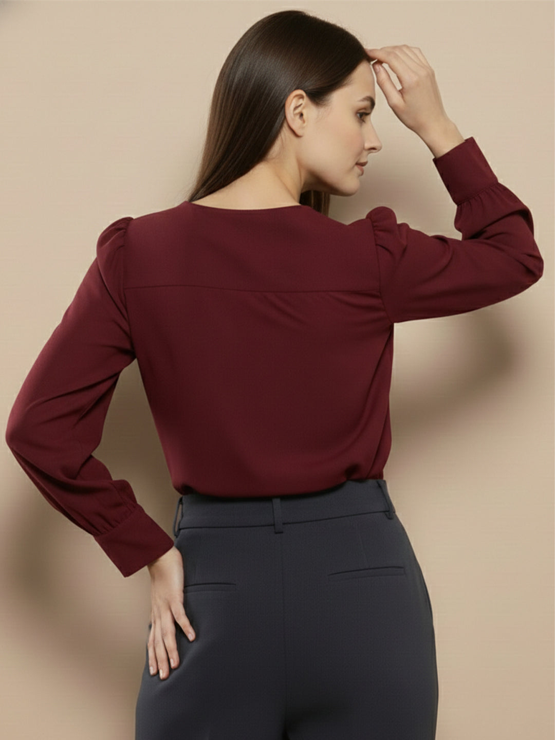 VORA LABEL Women Solid Regular Fit Top - Sky Blue