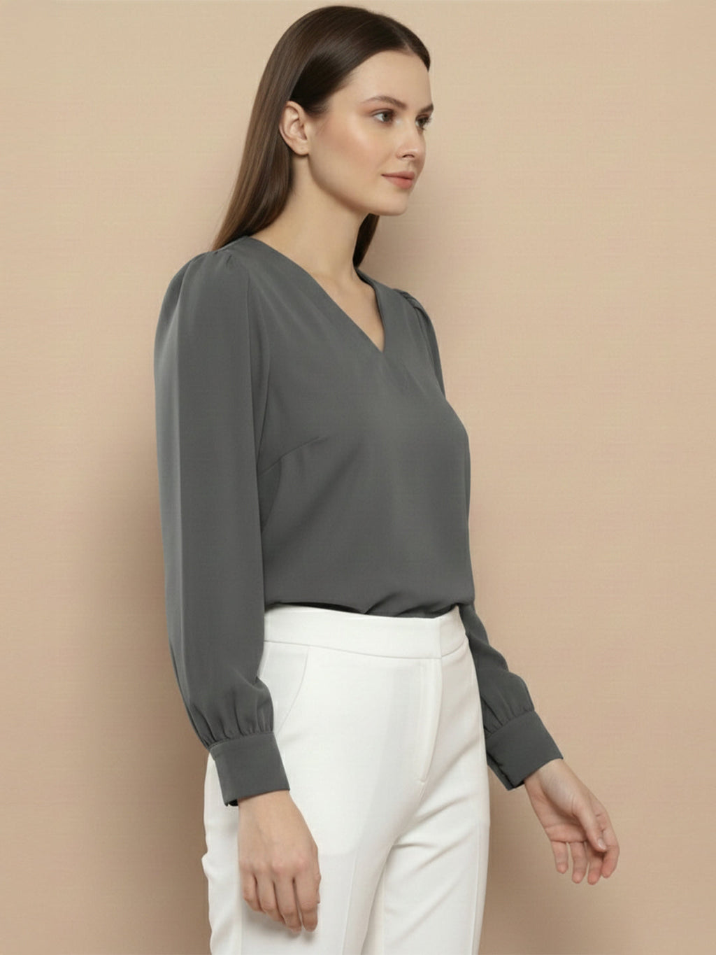 VORA LABEL Women Solid Regular Fit Top - Sky Blue