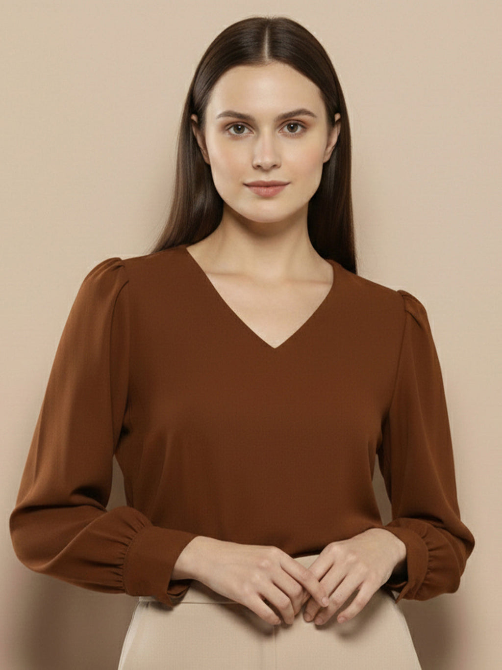 VORA LABEL Women Solid Regular Fit Top - Sky Blue