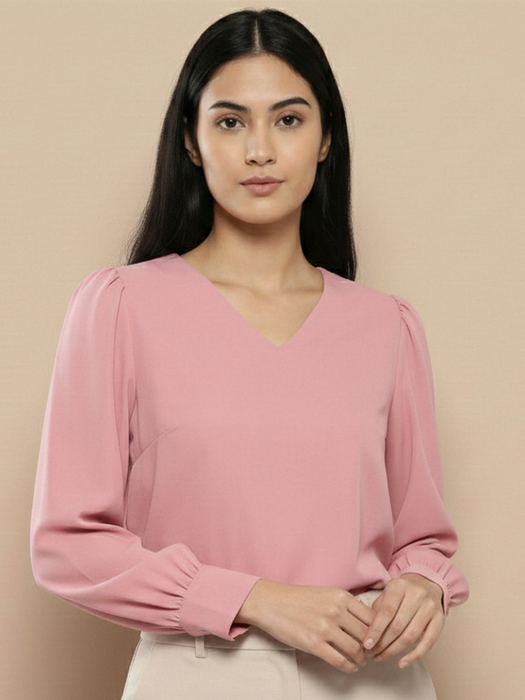 VORA LABEL Women Solid Regular Fit Top - Sky Blue