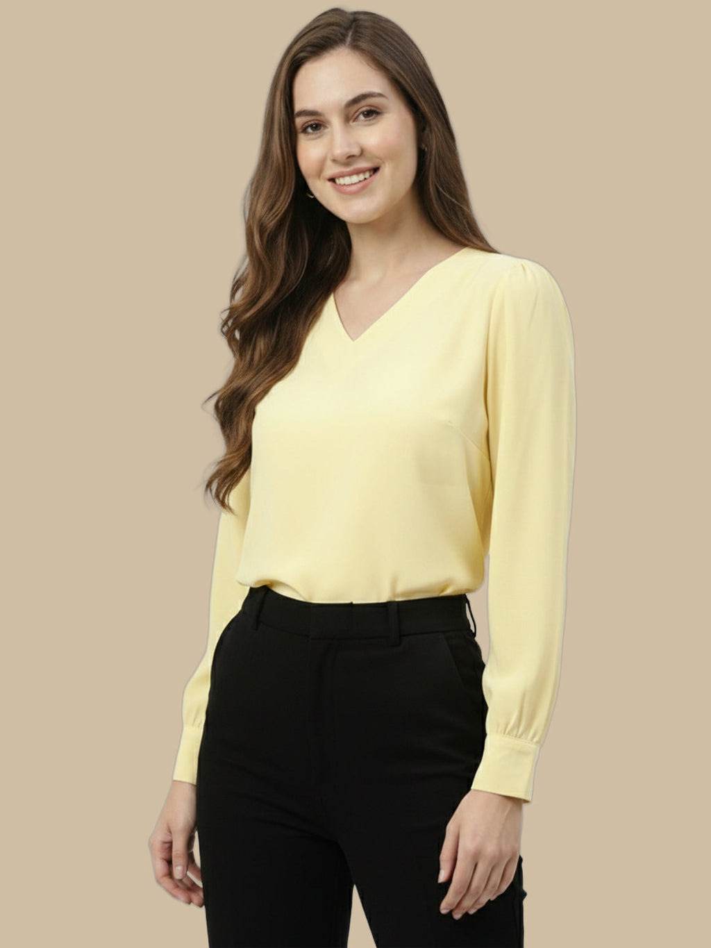 VORA LABEL Women Denim Solid Regular Fit Top - Yellow
