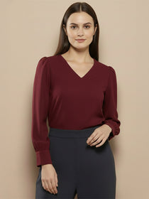 VORA LABEL Women Solid Regular Fit Top - Sky Blue