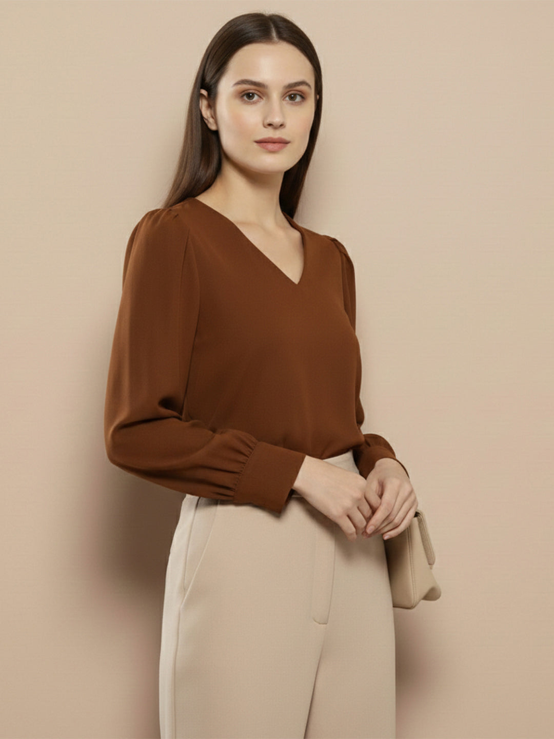 VORA LABEL Women Solid Regular Fit Top - Sky Blue