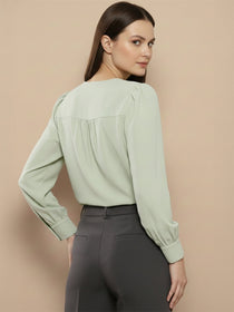 VORA LABEL Women Denim Solid Regular Fit Top - Yellow