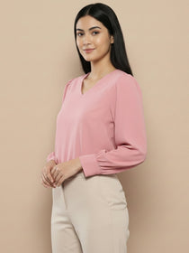 VORA LABEL Women Solid Regular Fit Top - Sky Blue