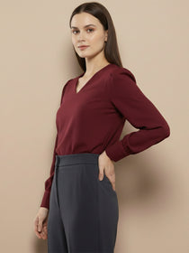 VORA LABEL Women Solid Regular Fit Top - Sky Blue