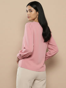 VORA LABEL Women Solid Regular Fit Top - Sky Blue