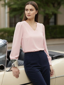 VORA LABEL Women Solid Regular Fit Top - Sky Blue