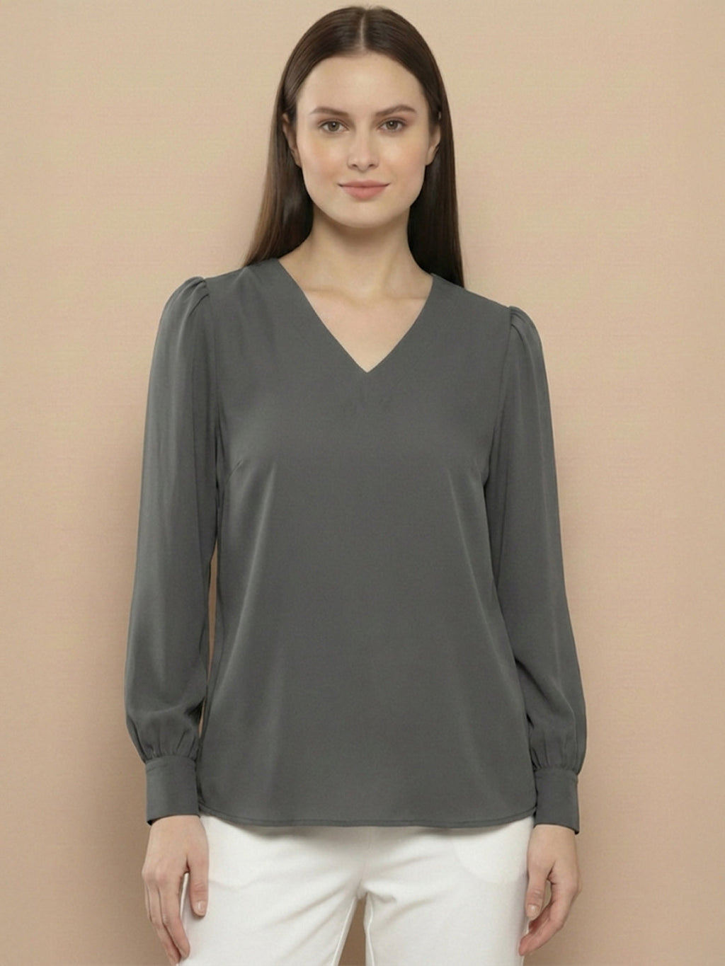 VORA LABEL Women Solid Regular Fit Top - Sky Blue