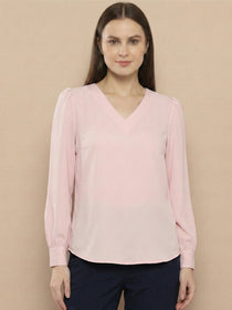 VORA LABEL Women Solid Regular Fit Top - Sky Blue
