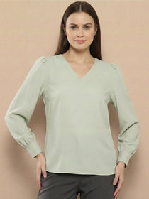 VORA LABEL Women Denim Solid Regular Fit Top - Yellow