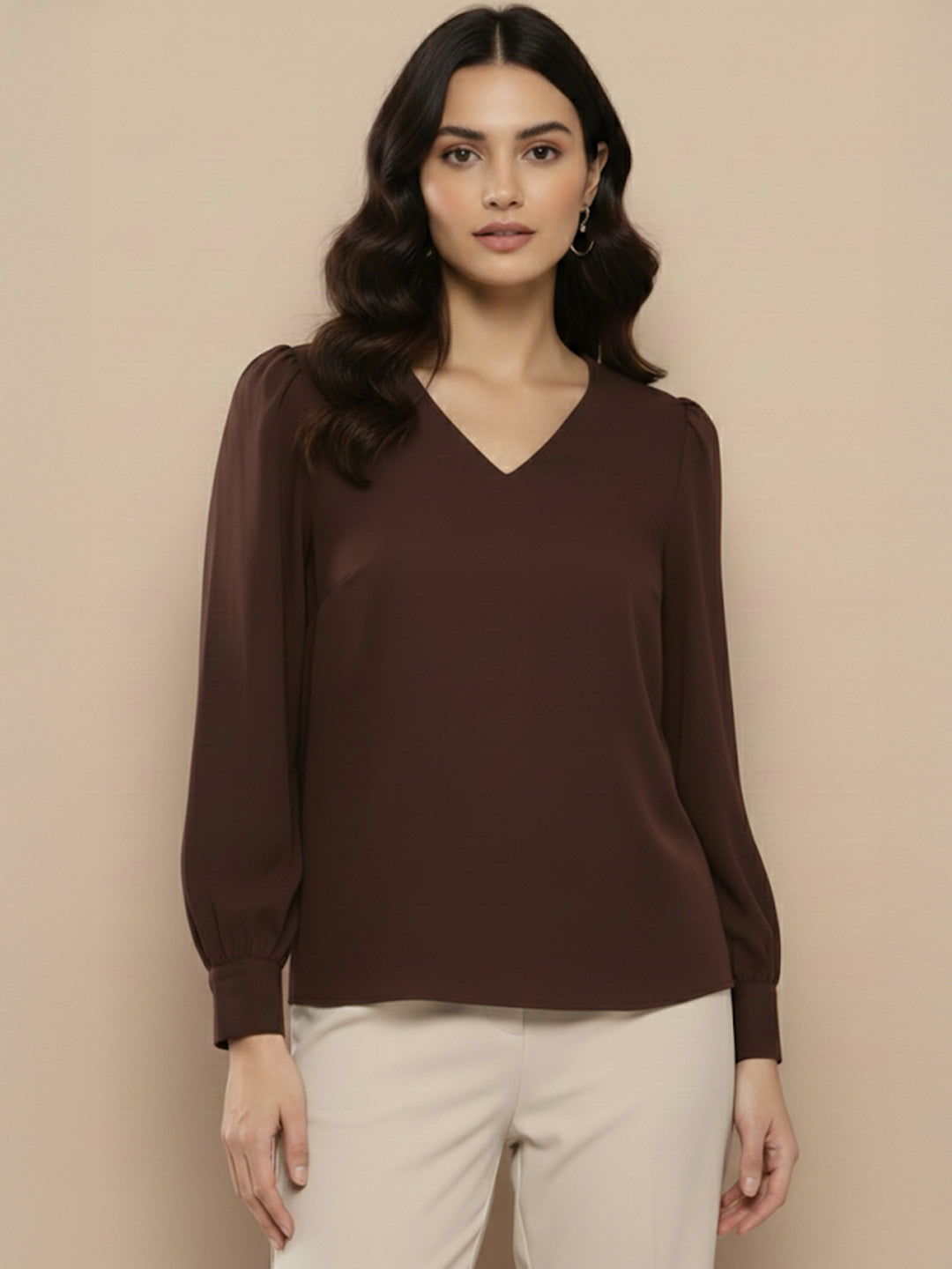 VORA LABEL Women Solid Regular Fit Top - Sky Blue