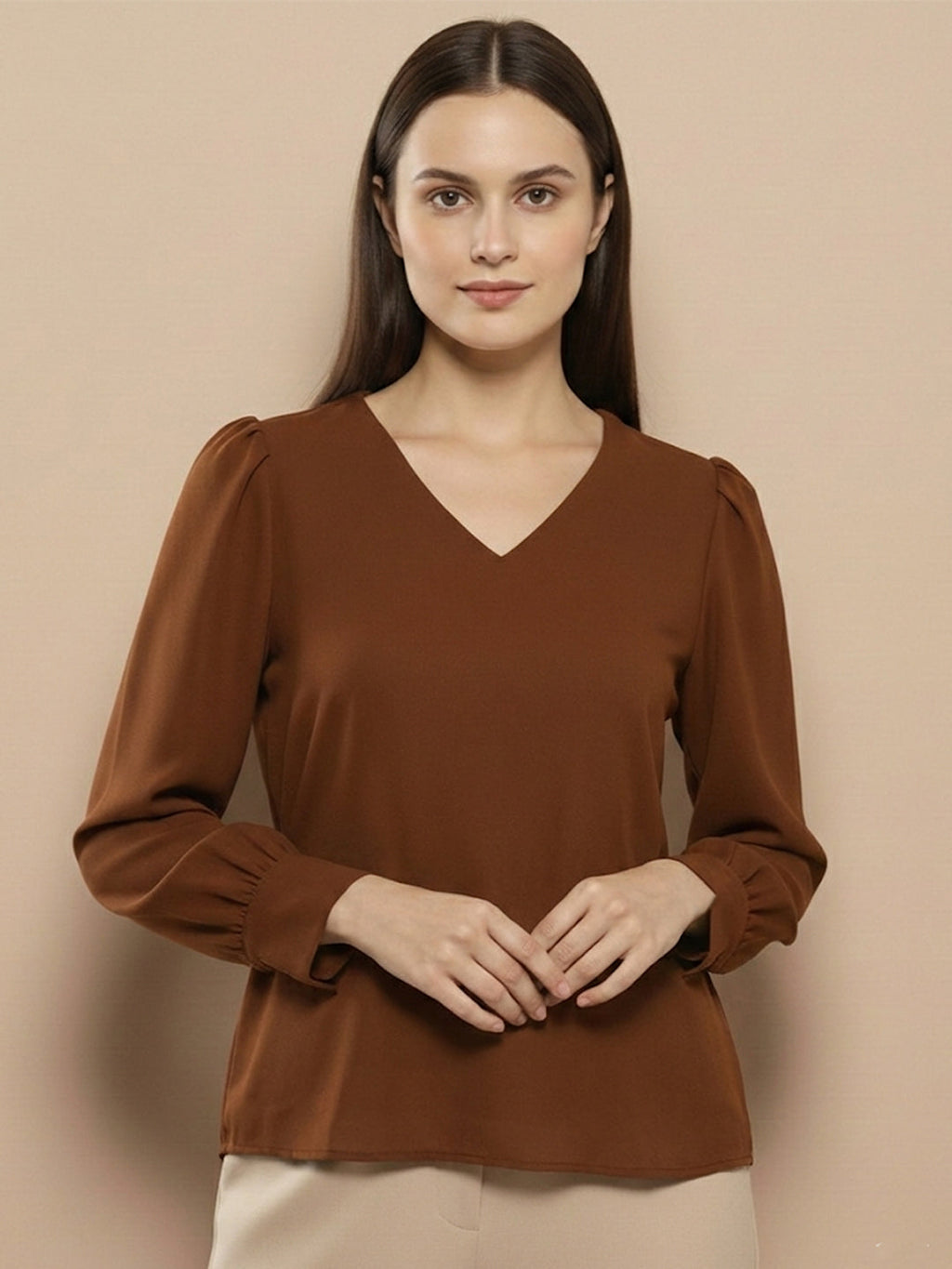 VORA LABEL Women Solid Regular Fit Top - Sky Blue