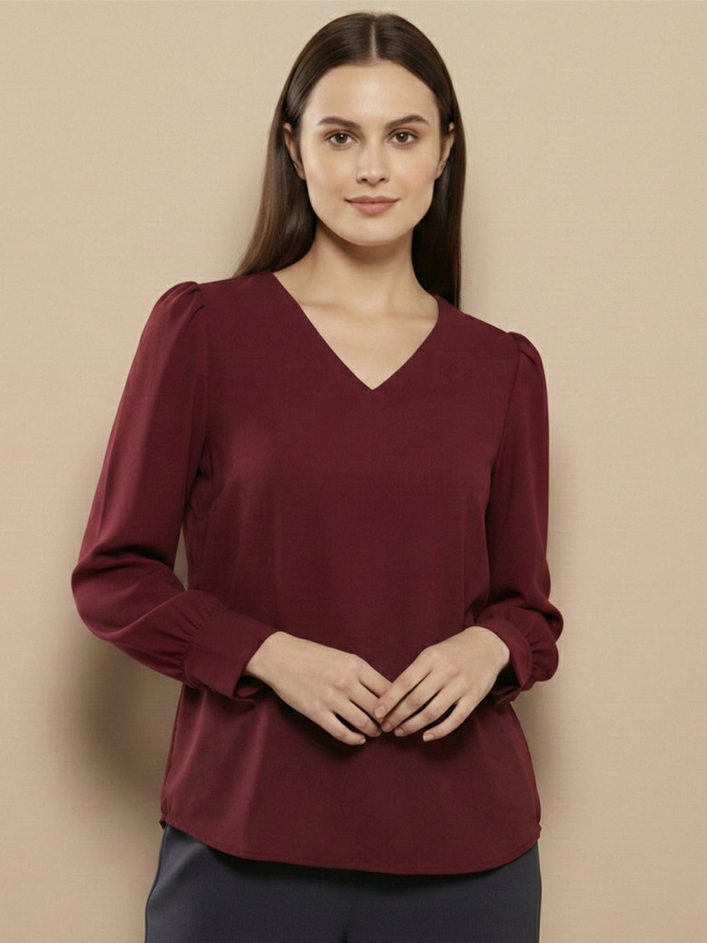 VORA LABEL Women Solid Regular Fit Top - Sky Blue