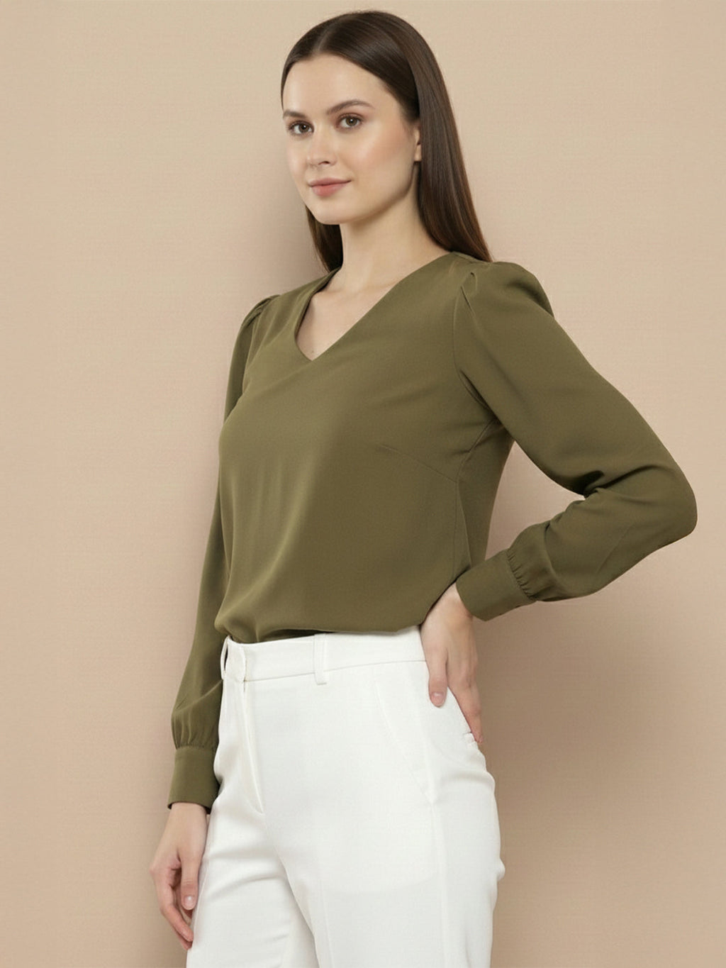 VORA LABEL Women Solid Regular Fit Top - Sky Blue