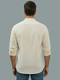 VORA LABEL Men Cotton Regular Fit Mandarin Collar Casual Shirt - Pink