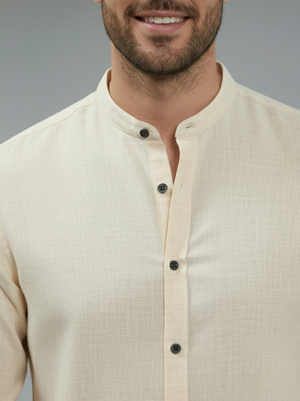 VORA LABEL Men Cotton Regular Fit Mandarin Collar Casual Shirt - Pink