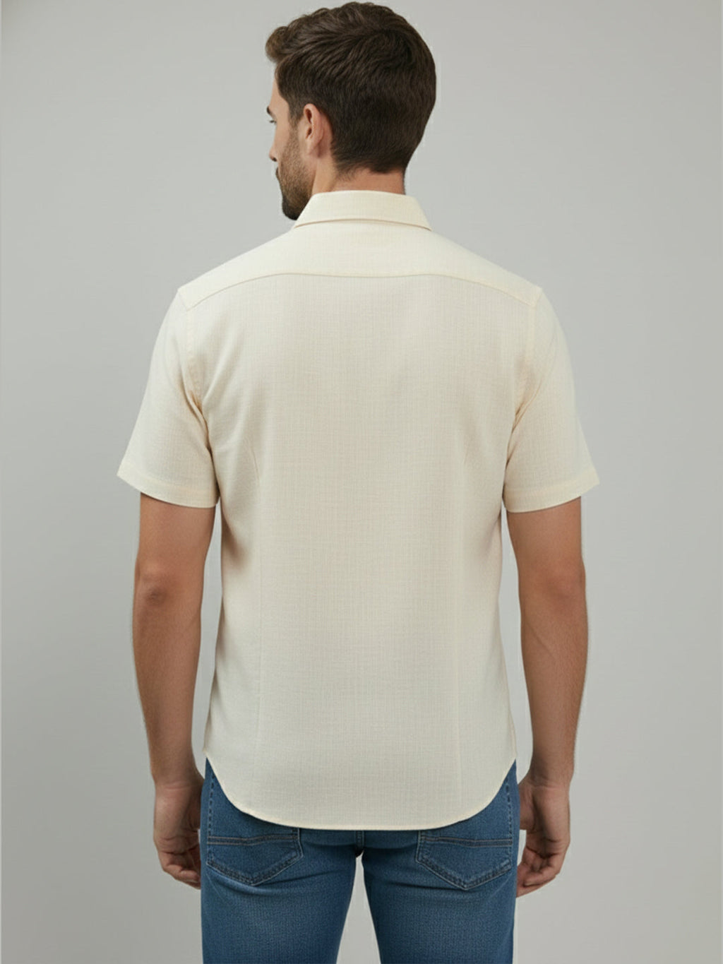 VORA LABEL Men Cotton Regular Fit Spread Collar Casual Shirt - Yellow