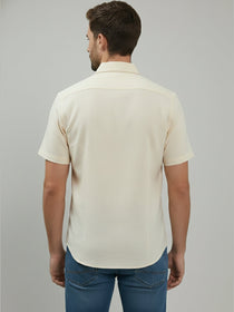 VORA LABEL Men Cotton Regular Fit Spread Collar Casual Shirt - Yellow