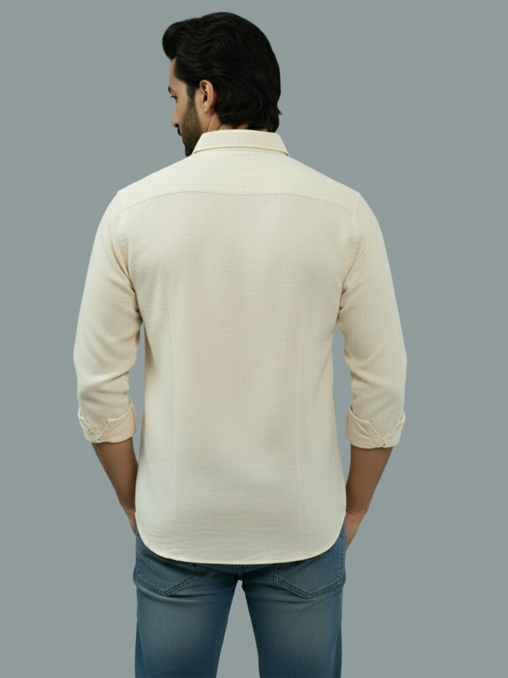 VORA LABEL Men Cotton Regular Fit Spread Collar Casual Shirt - Green