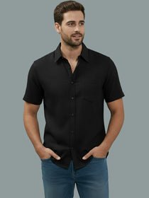 VORA LABEL Men Cotton Regular Fit Spread Collar Casual Shirt - Yellow