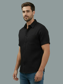 VORA LABEL Men Cotton Regular Fit Spread Collar Casual Shirt - Yellow