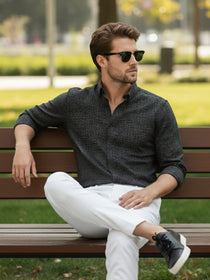 VORA LABEL Men Cotton Printed Regular Fit Casual Shirt - Red