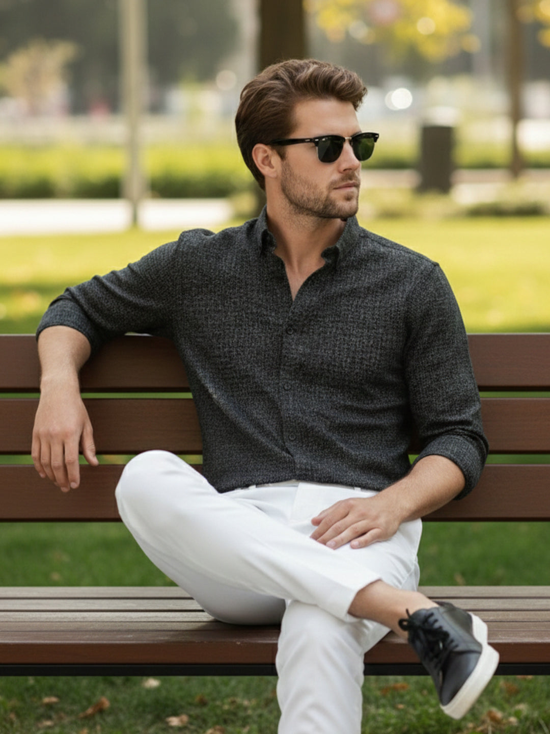 VORA LABEL Men Cotton Printed Regular Fit Casual Shirt - Red