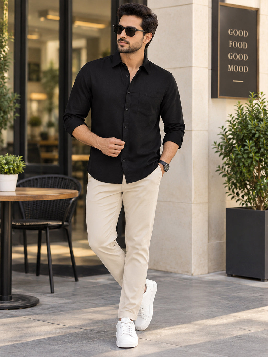 VORA LABEL Men’s Solid Cotton Blend Shirt | Full Sleeve Casual & Formal Shirt