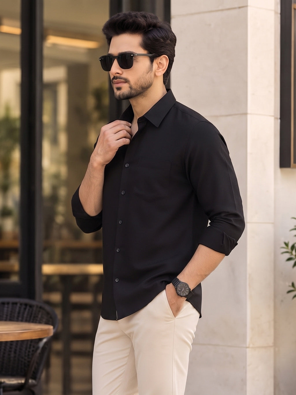 VORA LABEL Men’s Solid Cotton Blend Shirt | Full Sleeve Casual & Formal Shirt