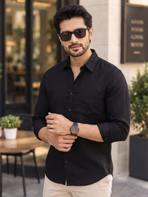 VORA LABEL Men’s Solid Cotton Blend Shirt | Full Sleeve Casual & Formal Shirt