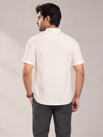 VORA LABEL Men’s Cotton Blend Mandarin Collar Half Kurta | Short Sleeve Solid Casual Wear
