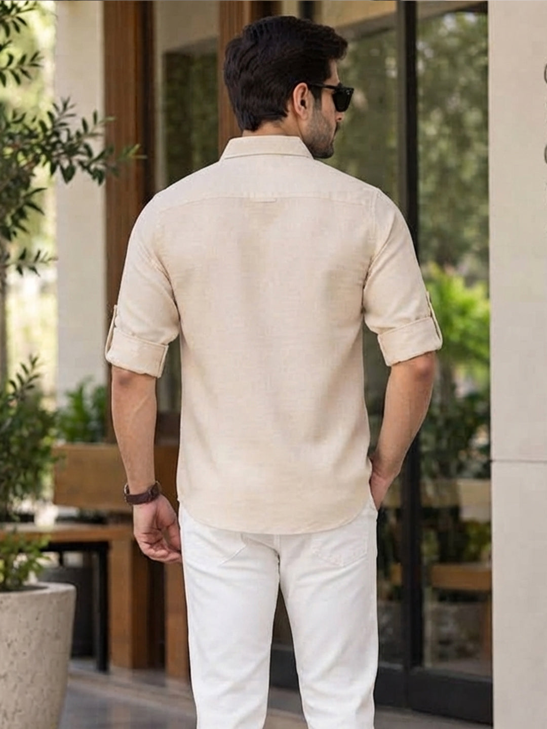 VORA LABEL Men’s Cotton Blend Solid Kurta | Mandarin Collar Full Sleeve Kurta with Pocket | Casual & Festive Wear