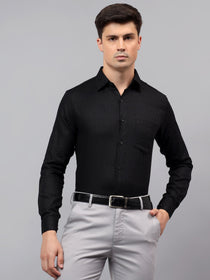 VORA LABEL Men Cotton Solid Regular Fit Casual Shirt - Black