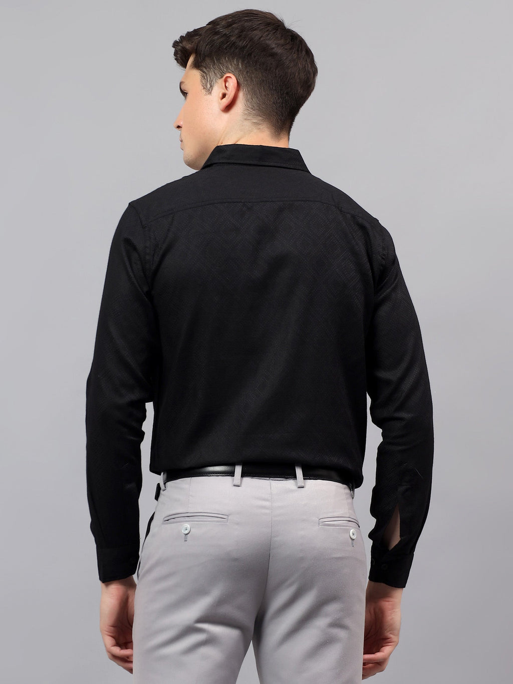 VORA LABEL Men Cotton Solid Regular Fit Casual Shirt - Black