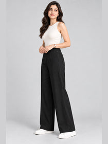 VORA LABEL Black Color Trousers For Women And Girls
