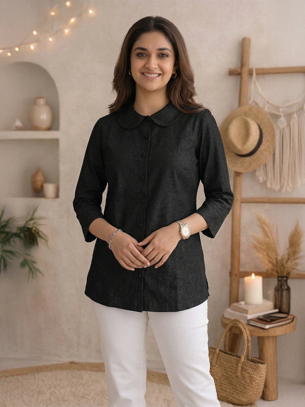 VORA LABEL Women Cotton Solid Regular Fit Shirt - White