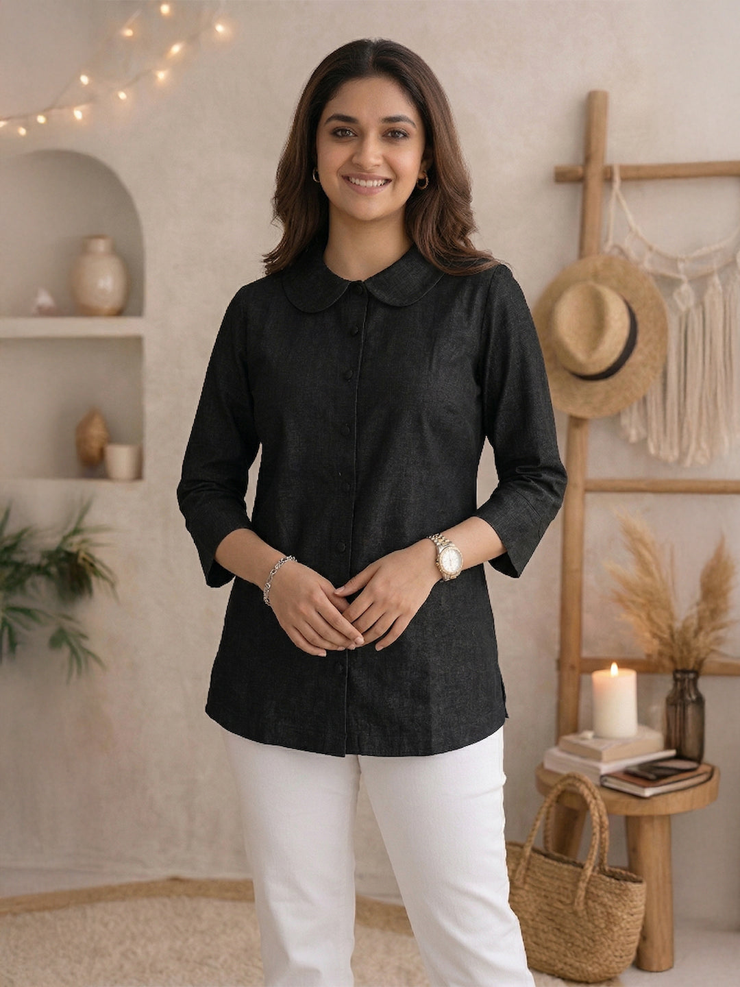 VORA LABEL Women Cotton Solid Regular Fit Shirt - White
