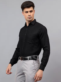 VORA LABEL Men Cotton Solid Regular Fit Casual Shirt - Black