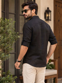VORA LABEL Men’s Cotton Blend Solid Kurta | Mandarin Collar Full Sleeve Kurta with Pocket | Casual & Festive Wear