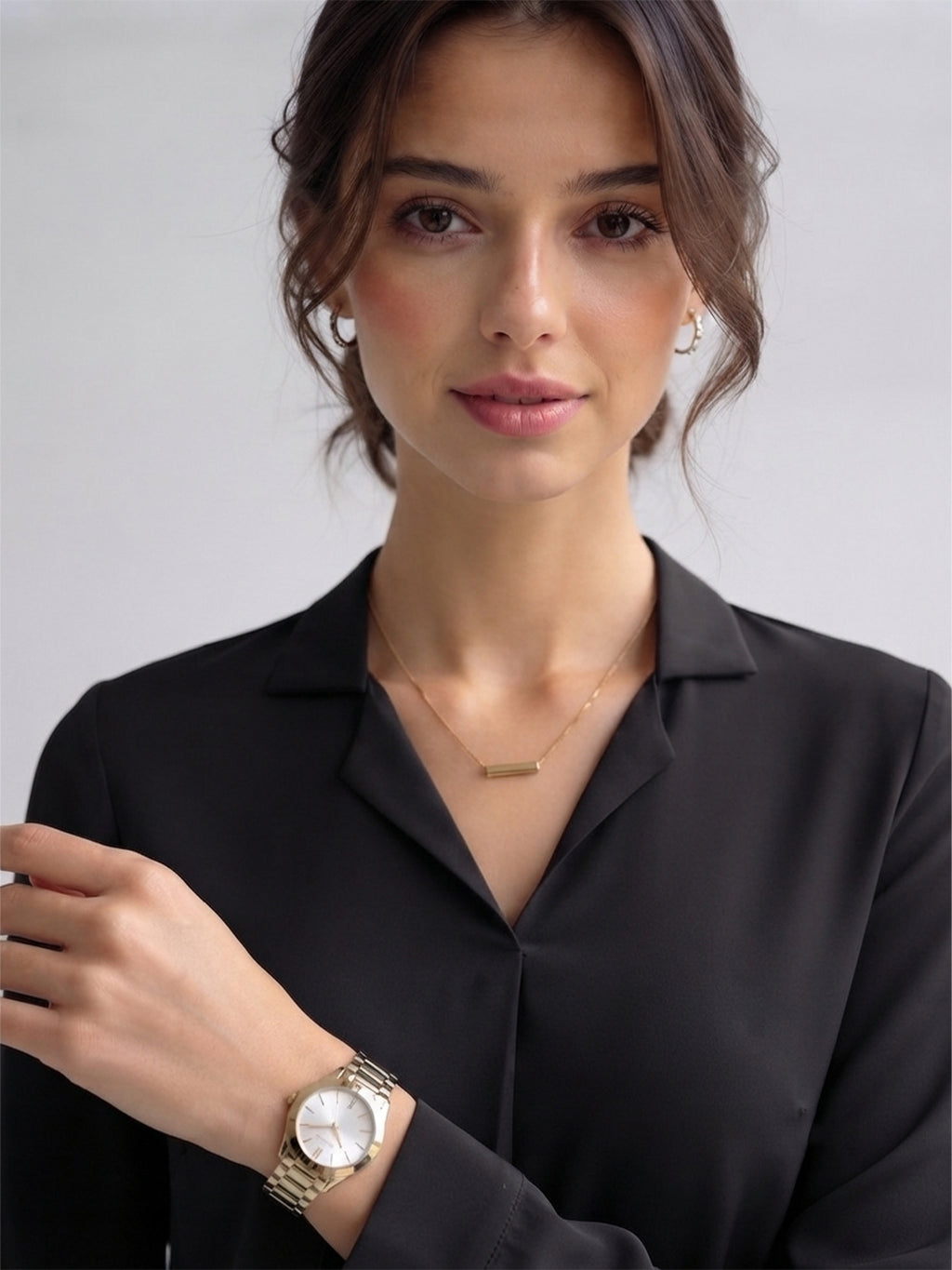 VORA LABEL Women's Black Crepe Shirt | Elegant Full Sleeve Collared Top for Women