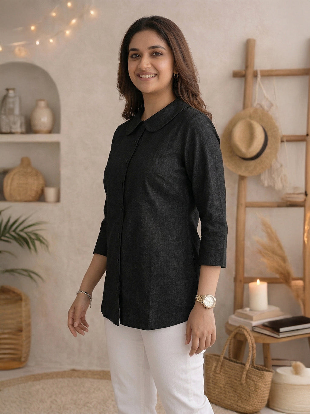VORA LABEL Women Cotton Solid Regular Fit Shirt - White