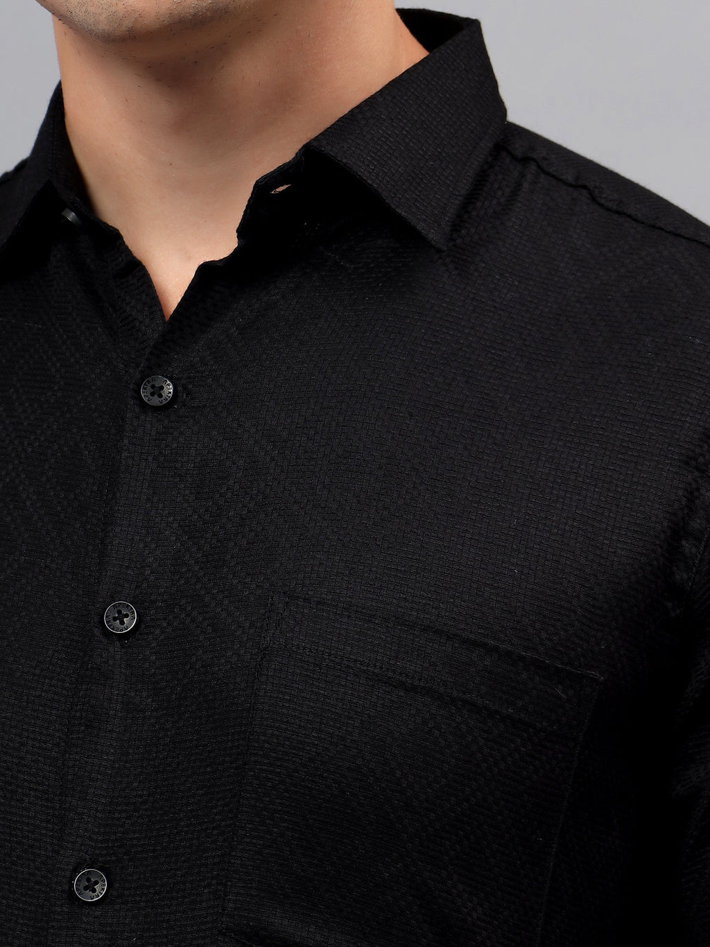 VORA LABEL Men Cotton Solid Regular Fit Casual Shirt - Black