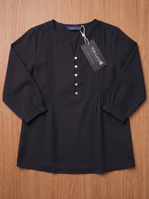 VORA LABEL Women Viscose Solid Regular Fit Top - Black