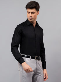 VORA LABEL Men Cotton Solid Regular Fit Casual Shirt - Black